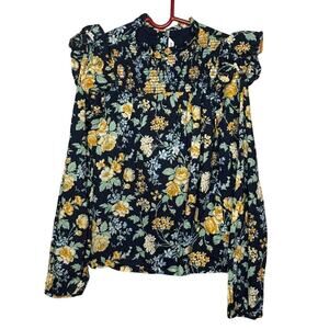 Janie & Jack Merchant Marine Floral Smocked Prairie Long Sleeve Top Size 10 Girl